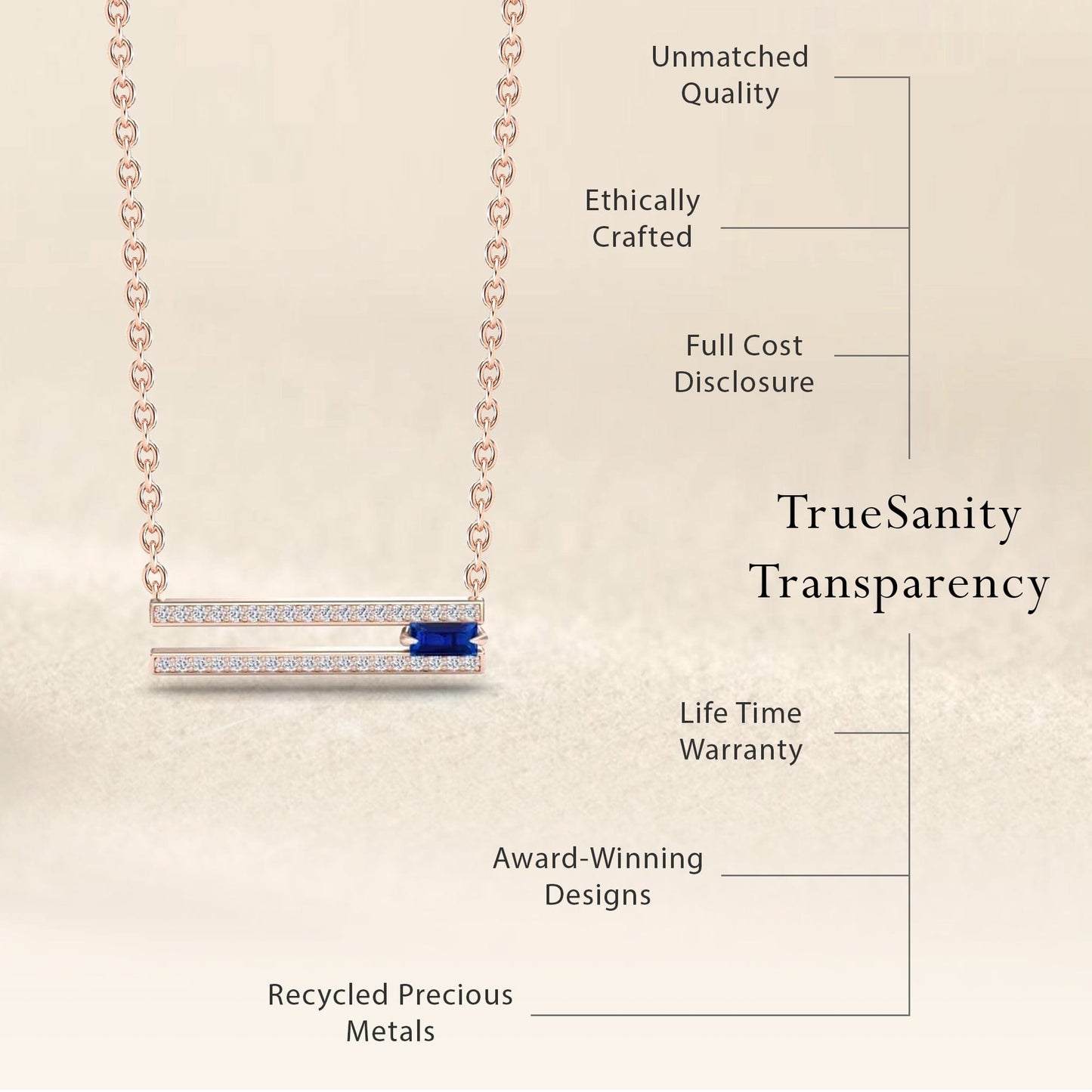 Blue Sapphire & Diamond Bar Necklace - Beatriz
