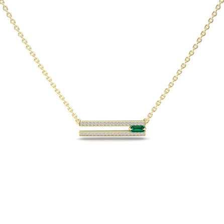 Emerald & Diamond Bar Necklace - Beatriz