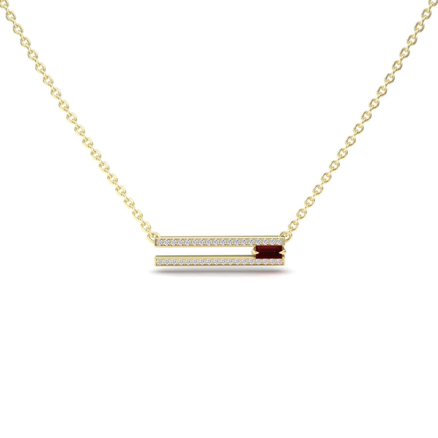Garnet & Diamond Bar Necklace- Beatriz