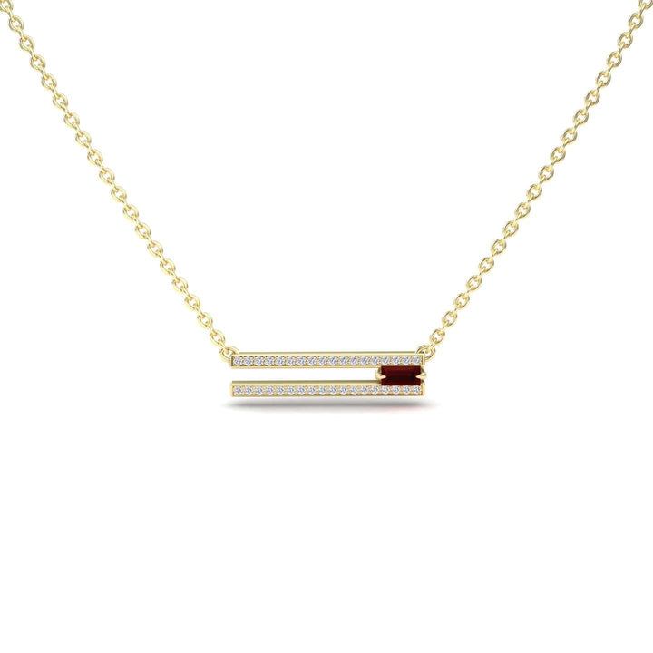 Garnet & Diamond Bar Necklace- Beatriz