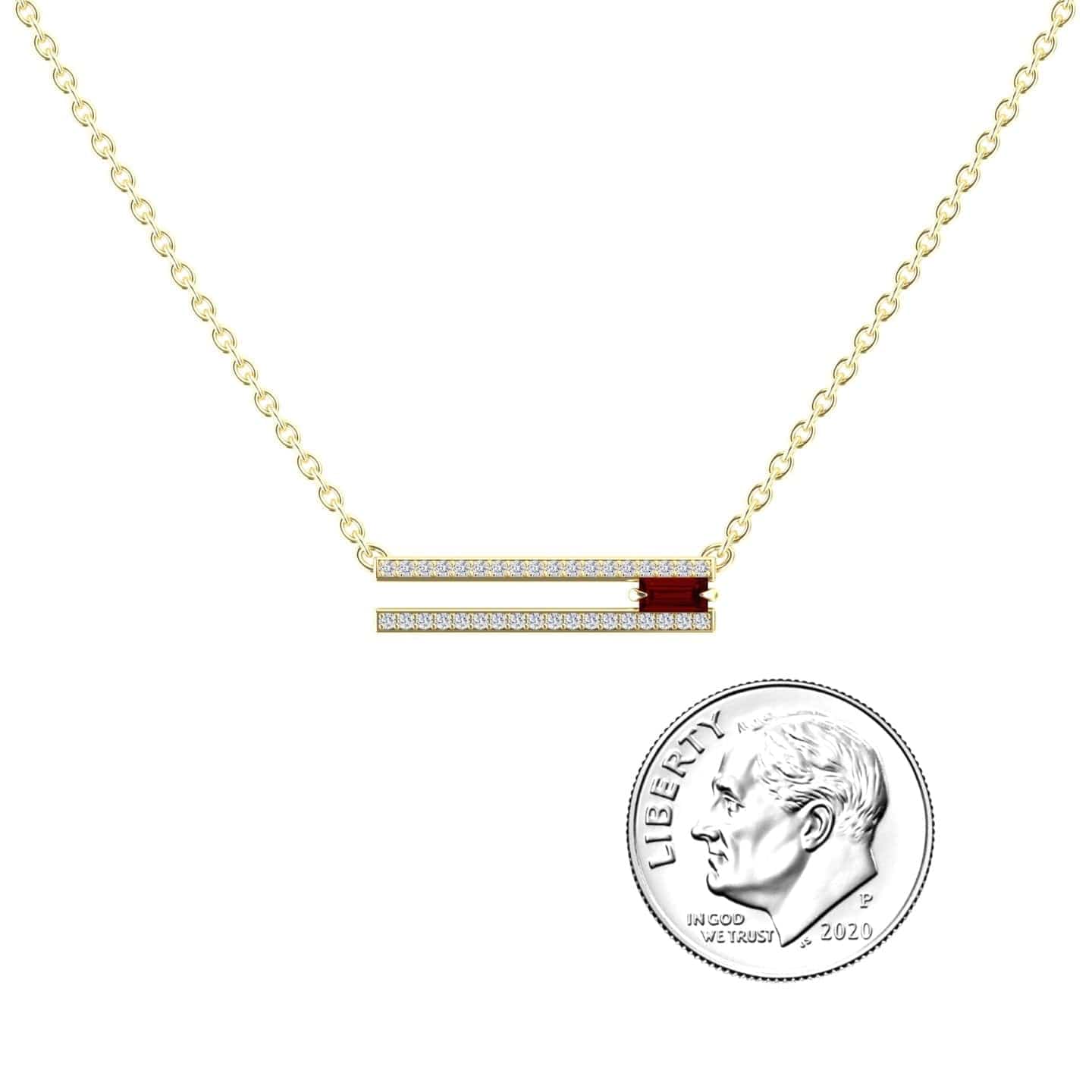 Garnet & Diamond Bar Necklace- Beatriz