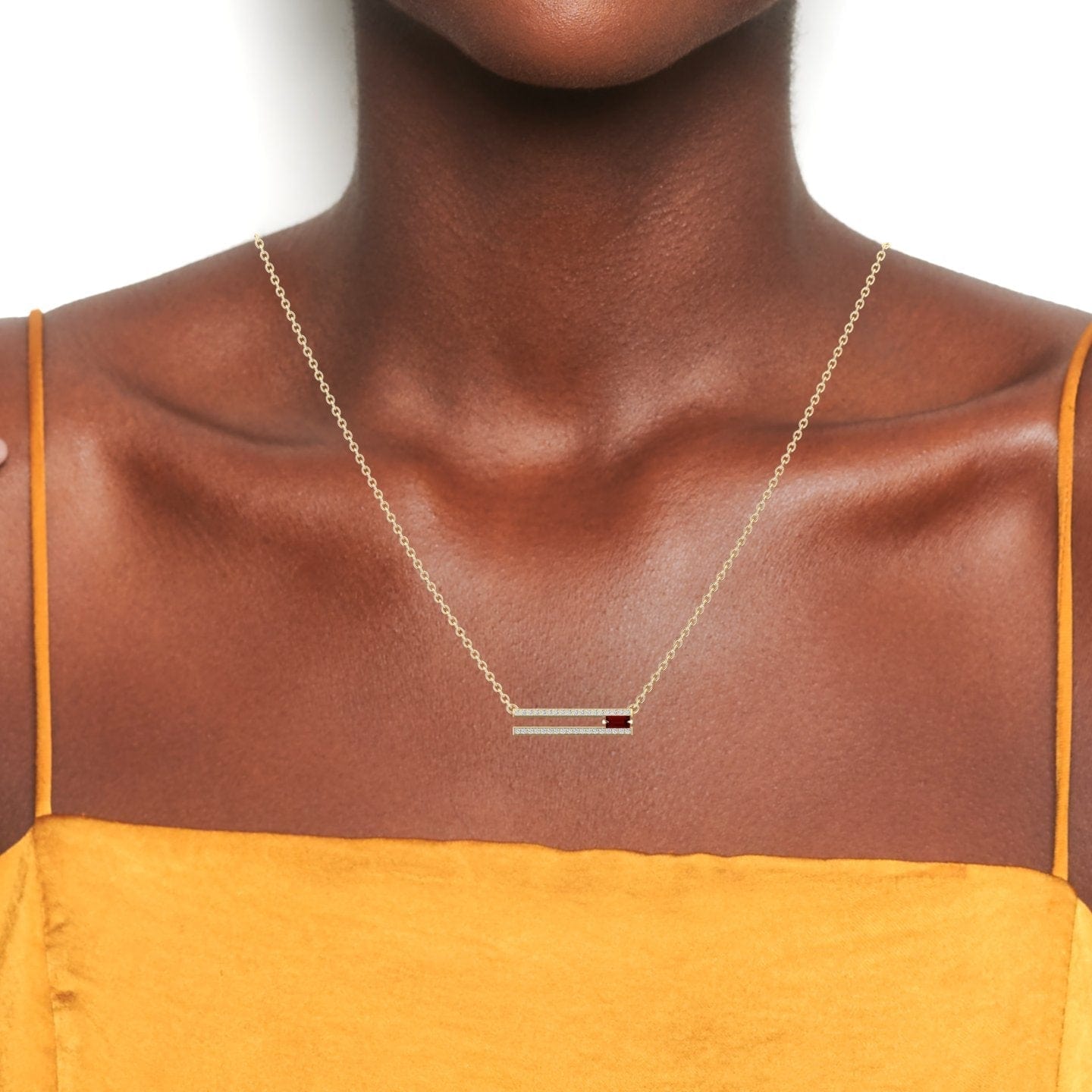 Garnet & Diamond Bar Necklace- Beatriz