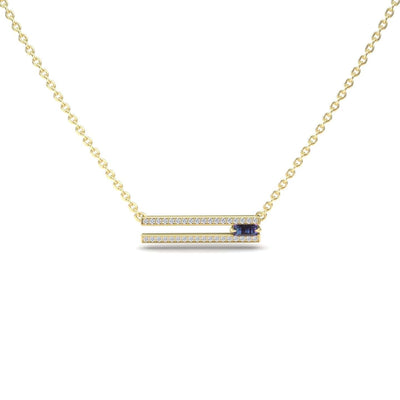 Lab Grown Alexandrite & Diamond Bar Necklace