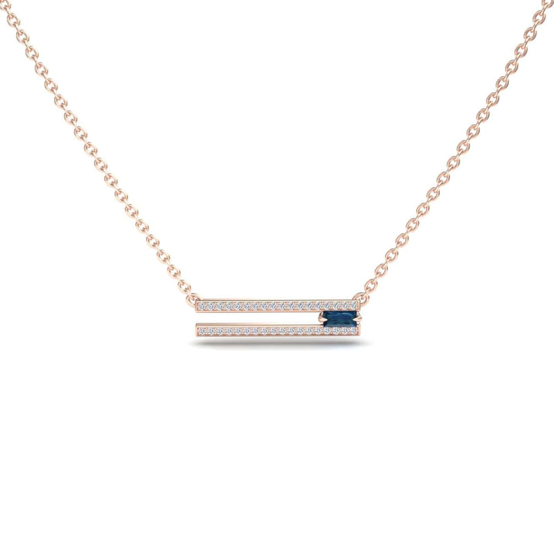 London Blue Topaz & Diamond Bar Necklace - Beatriz