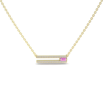 Pink Sapphire & Diamond Bar Necklace