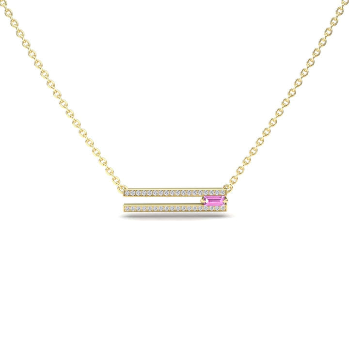 Pink Sapphire & Diamond Bar Necklace - Beatriz