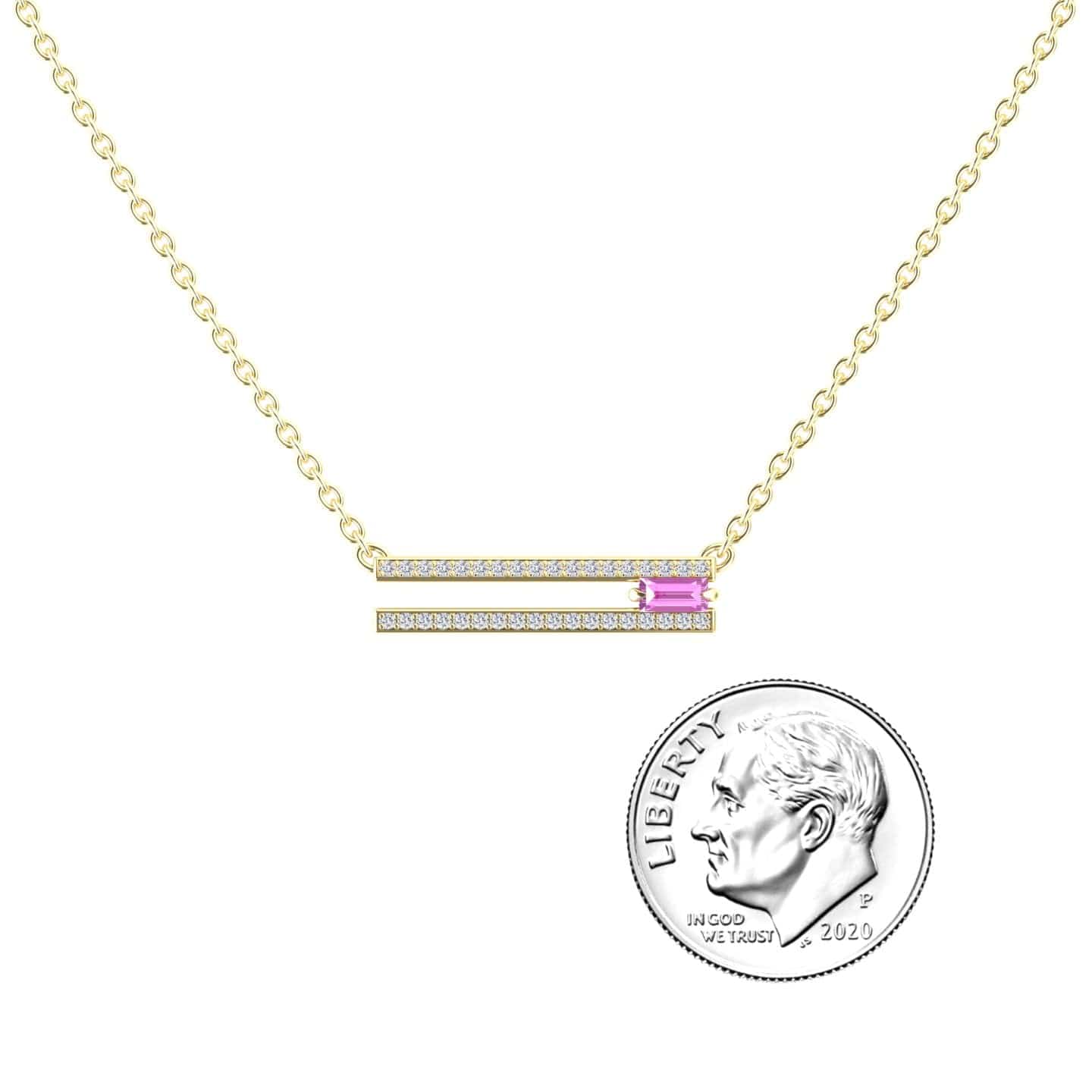 Pink Sapphire & Diamond Bar Necklace - Beatriz