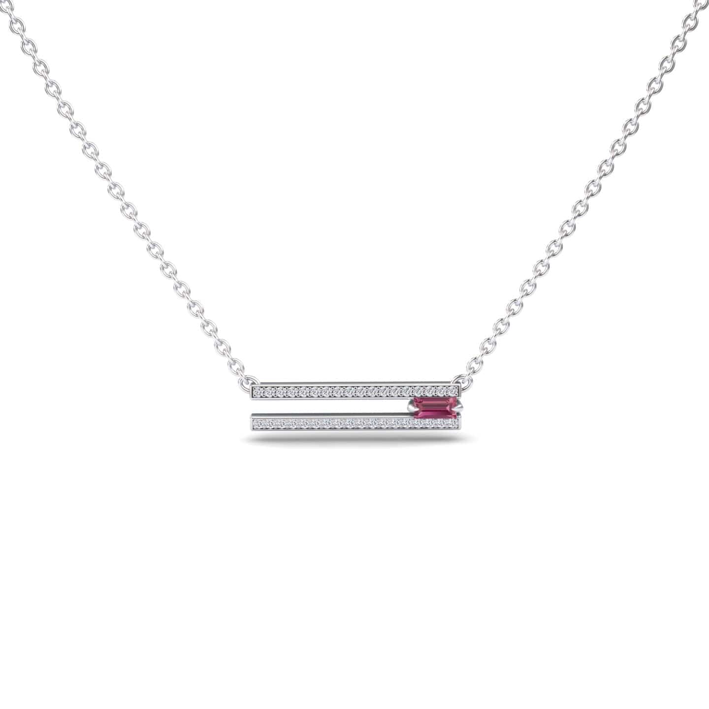 Pink Tourmaline & Diamond Bar Necklace - Beatriz