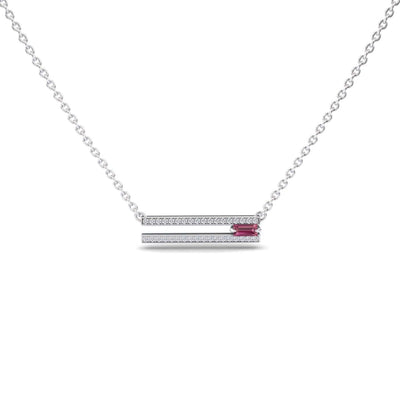 Pink Tourmaline & Diamond Bar Necklace