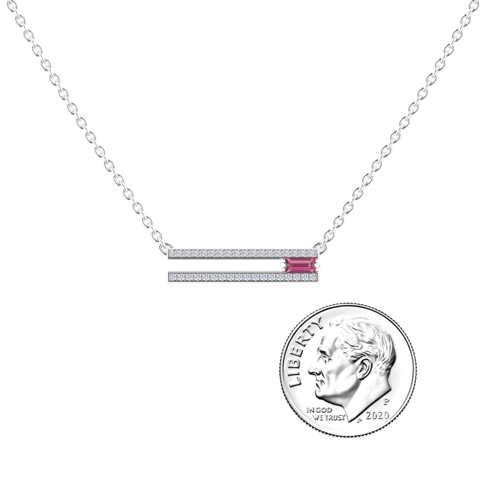 Pink Tourmaline & Diamond Bar Necklace - Beatriz
