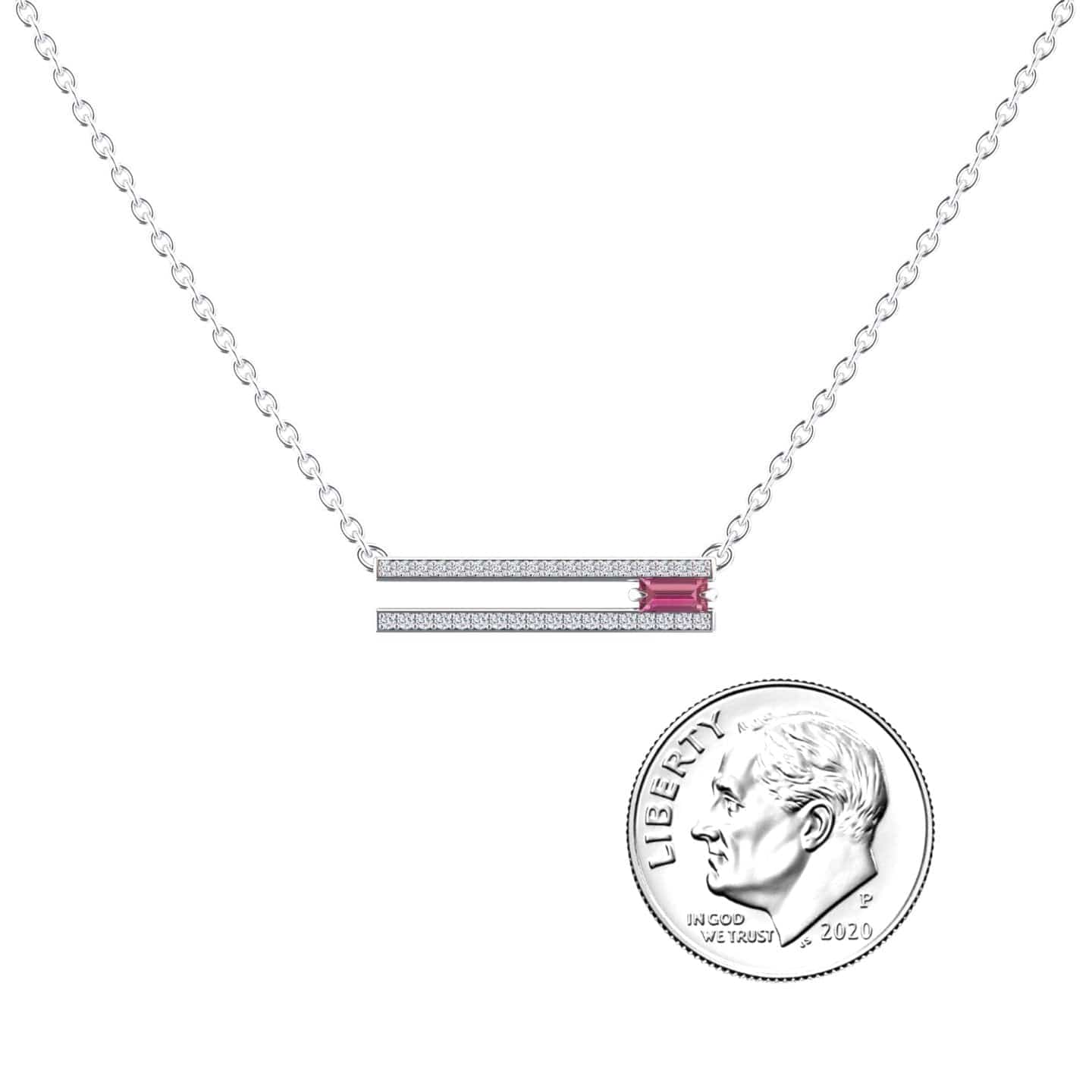 Pink Tourmaline & Diamond Bar Necklace - Beatriz