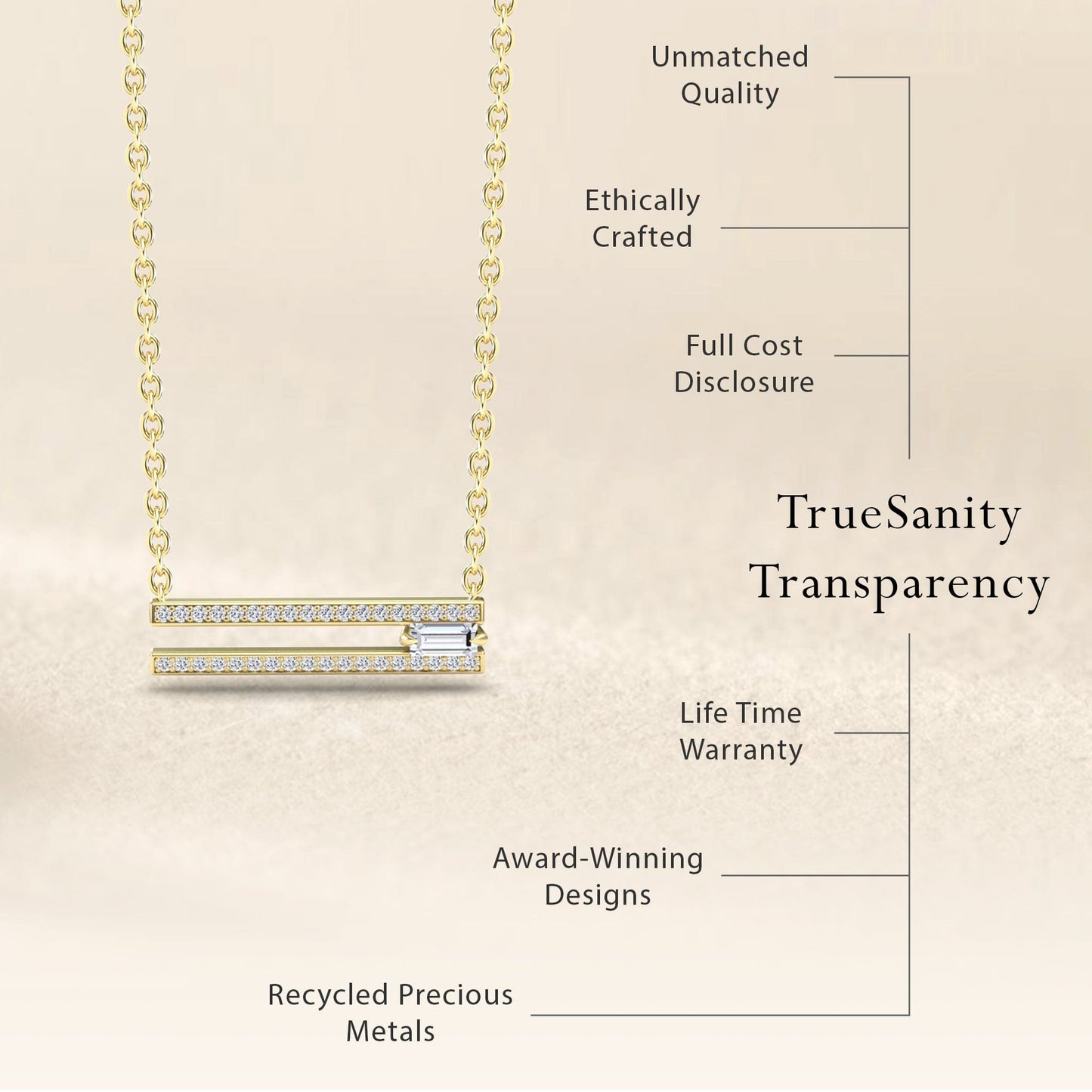 White Diamond Bar Necklace - Beatriz