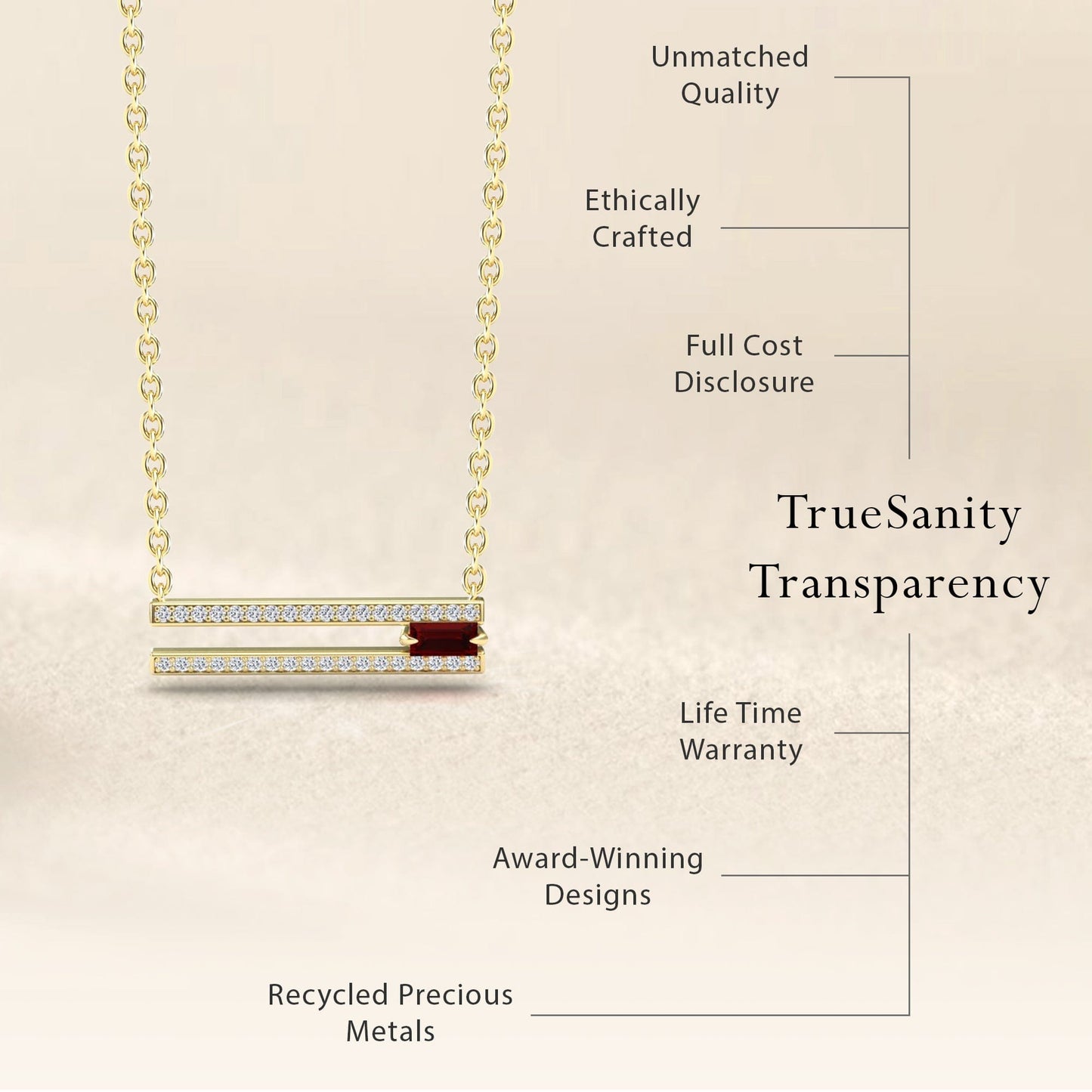 Garnet & Diamond Bar Necklace- Beatriz