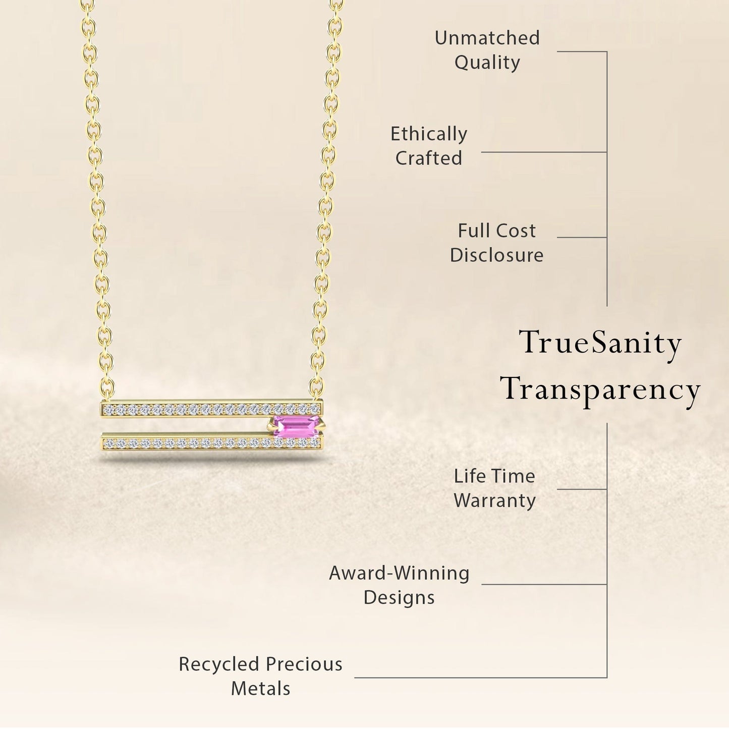 Pink Sapphire & Diamond Bar Necklace - Beatriz