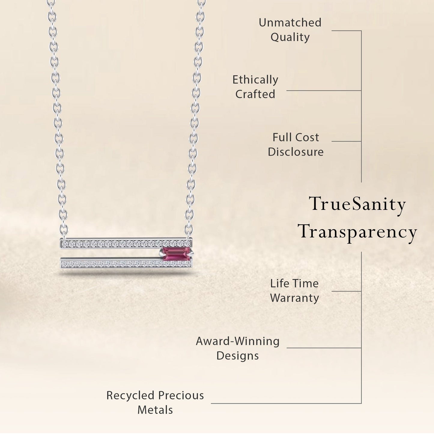 Pink Tourmaline & Diamond Bar Necklace - Beatriz