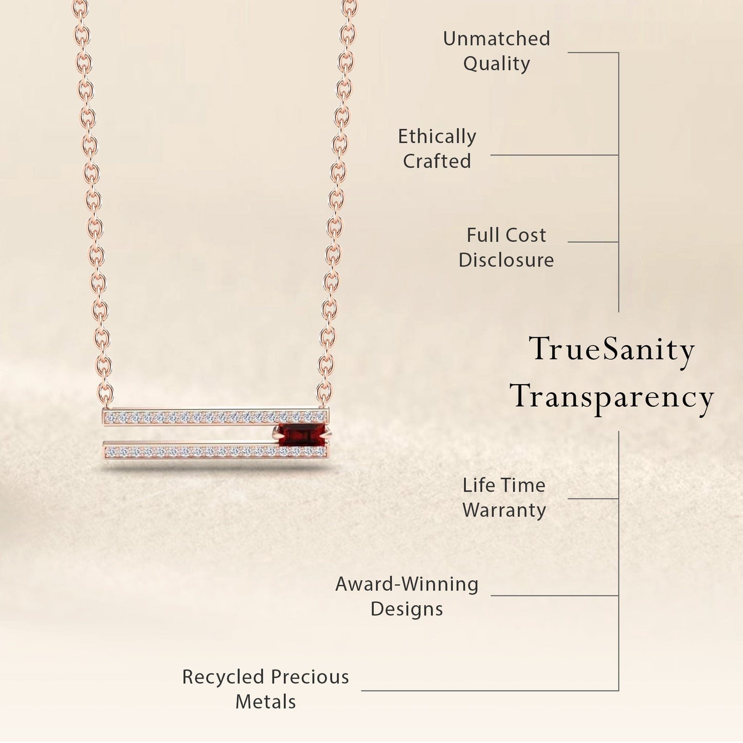 Ruby & Diamond Bar Necklace - Beatriz