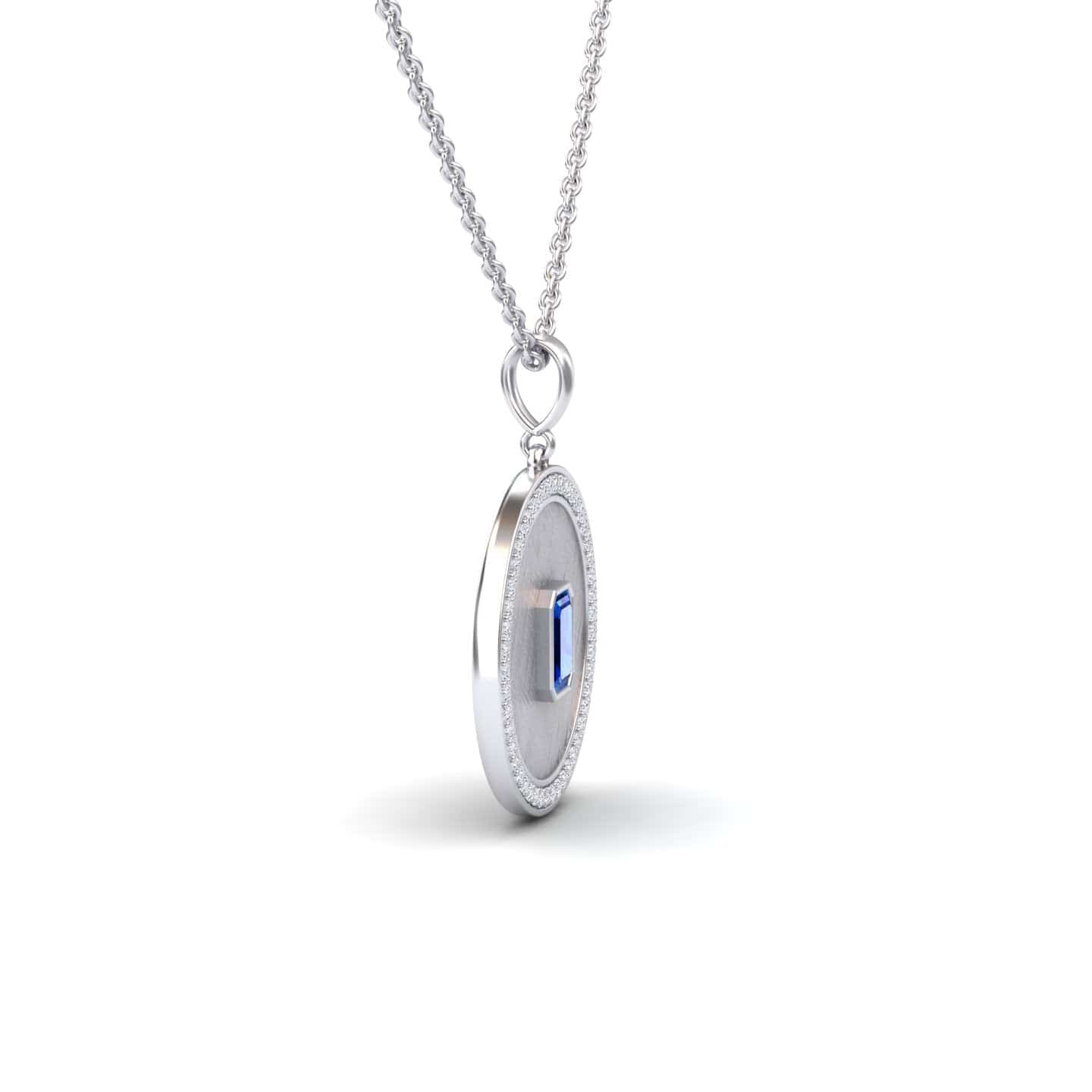 Blue Sapphire & Diamond Textured Medallion Necklace - Jasmine