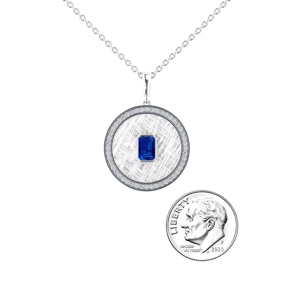 Blue Sapphire & Diamond Textured Medallion Necklace - Jasmine