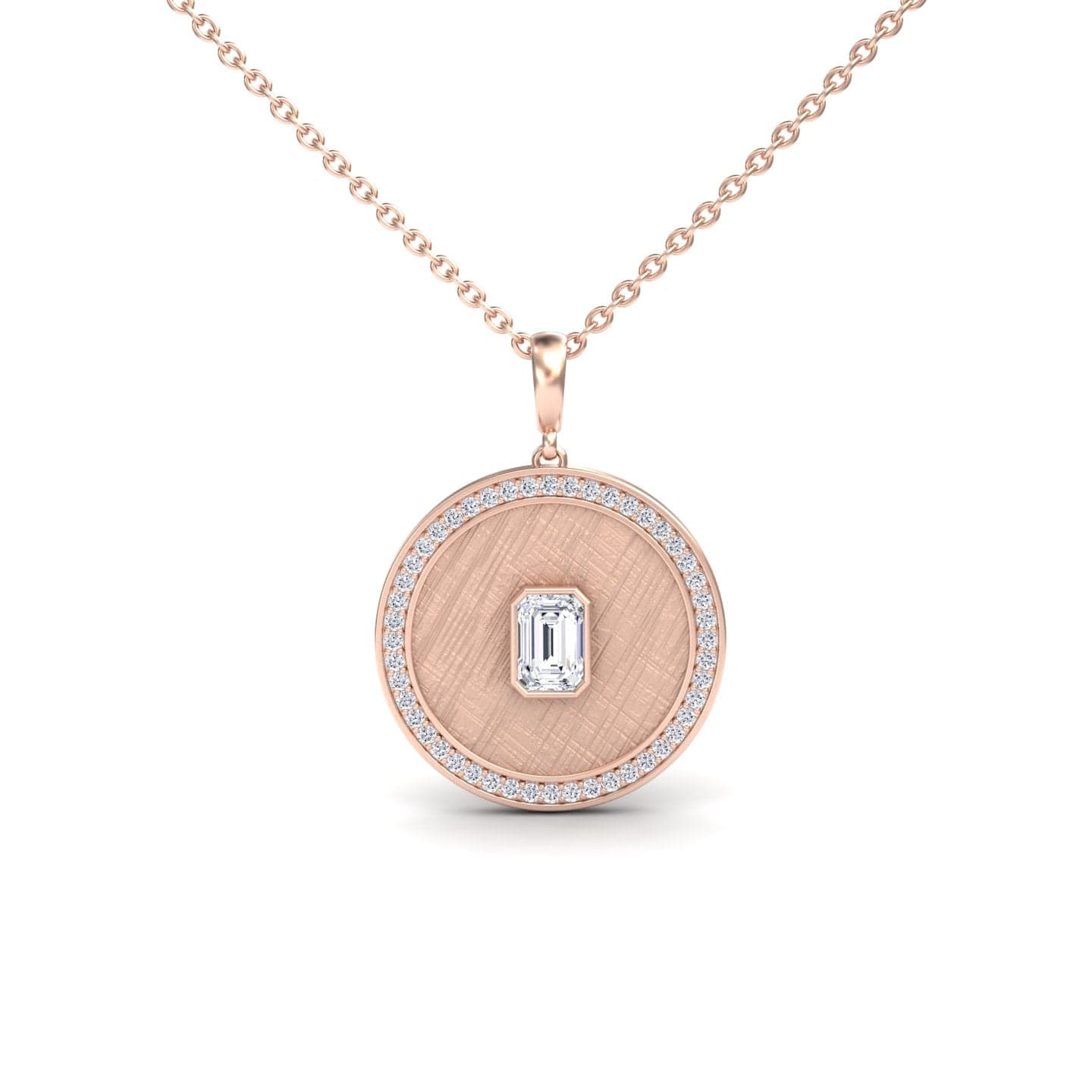 White Diamond Textured Medallion Necklace - Jasmine