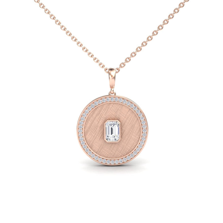 White Diamond Textured Medallion Necklace - Jasmine