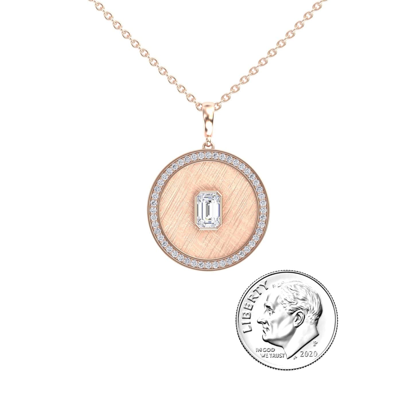 White Diamond Textured Medallion Necklace - Jasmine