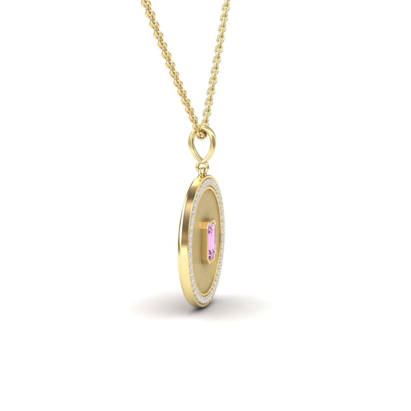 Pink Sapphire & Diamond Textured Medallion Necklace - Jasmine