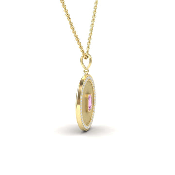 Pink Sapphire & Diamond Textured Medallion Necklace - Jasmine