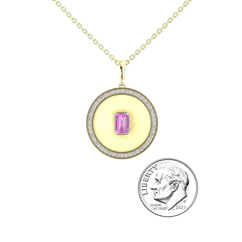 Pink Sapphire & Diamond Textured Medallion Necklace - Jasmine