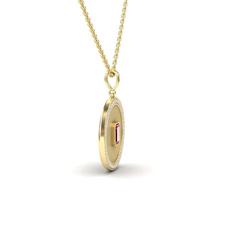 Ruby & Diamond Textured Medallion Necklace - Jasmine