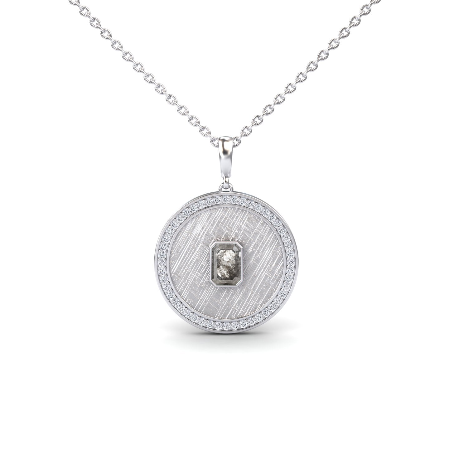 Salt & Peper Diamond Textured Medallion Necklace - Jasmine