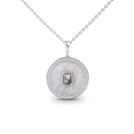 Salt & Peper Diamond Textured Medallion Necklace - Jasmine