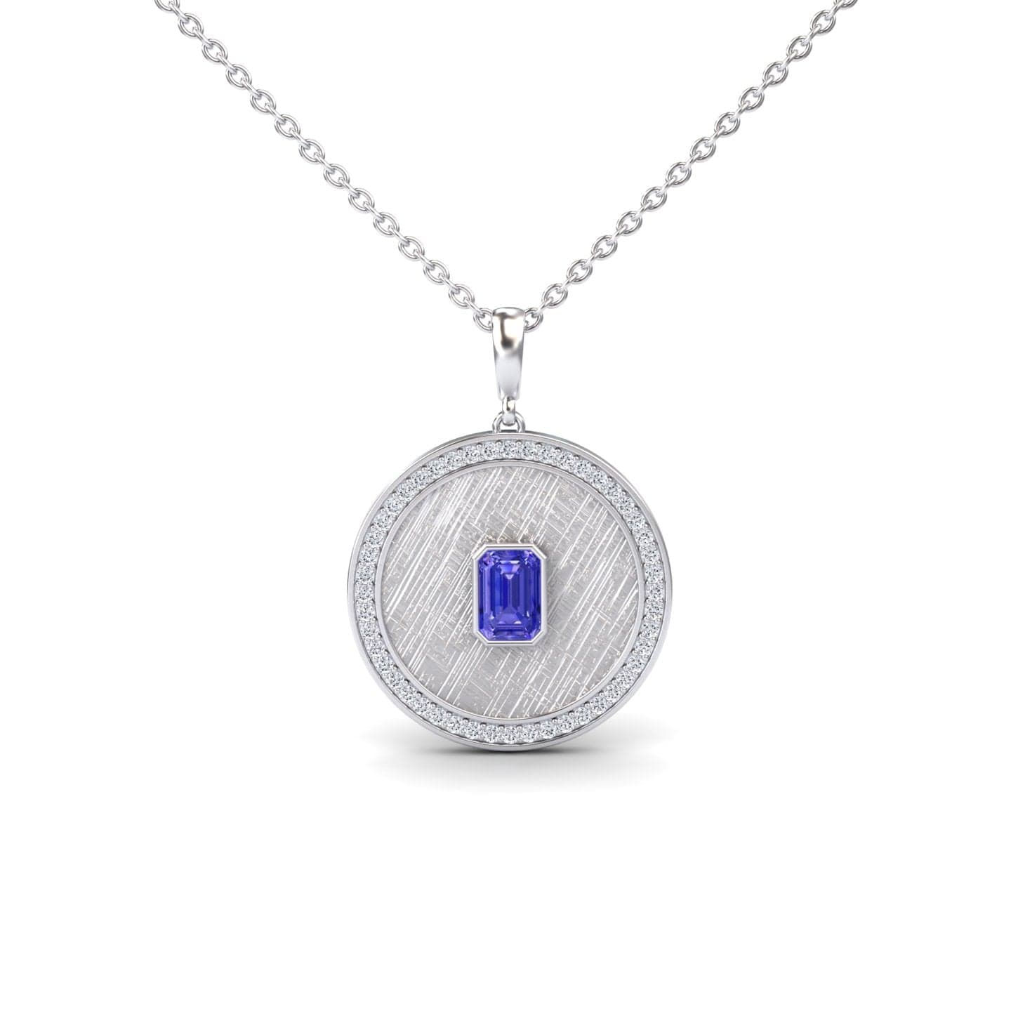 Tanzanite & Diamond Textured Medallion Necklace - Jasmine