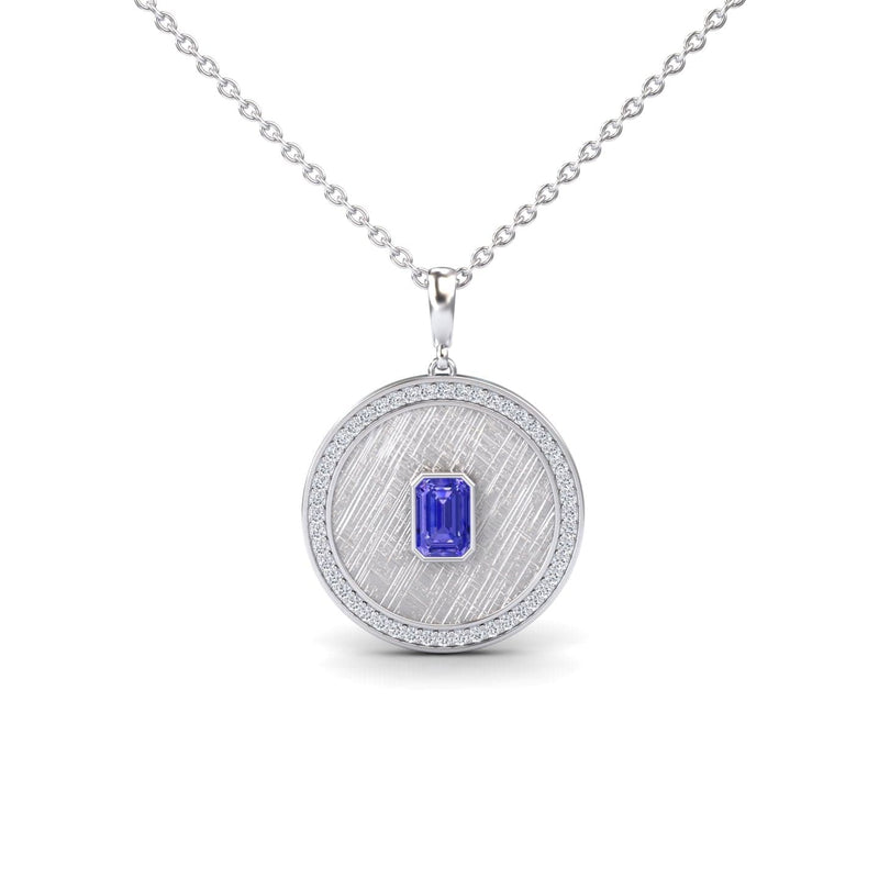 Tanzanite & Diamond Textured Medallion Necklace - Jasmine