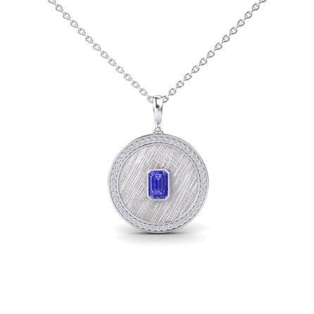 Tanzanite & Diamond Textured Medallion Necklace - Jasmine