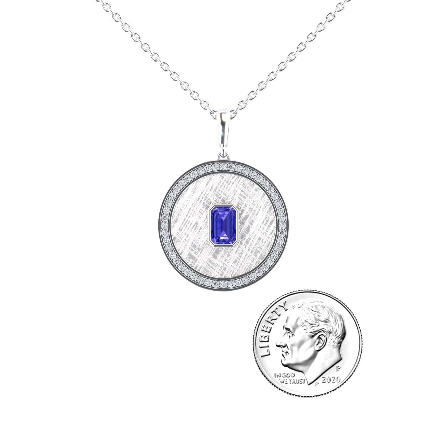 Tanzanite & Diamond Textured Medallion Necklace - Jasmine