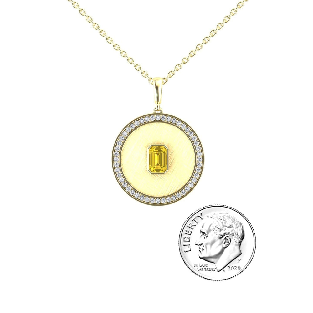 Yellow Sapphire & Diamond Textured Medallion Necklace - Jasmine