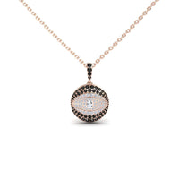 White & Black Diamond Evil Eye Medallion Necklace - Kaitlyn