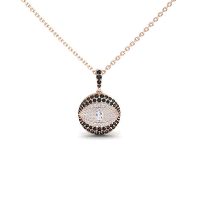 White & Black Diamond Evil Eye Medallion Necklace