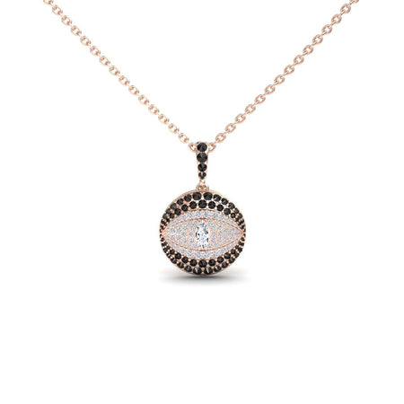 White & Black Diamond Evil Eye Medallion Necklace - Kaitlyn