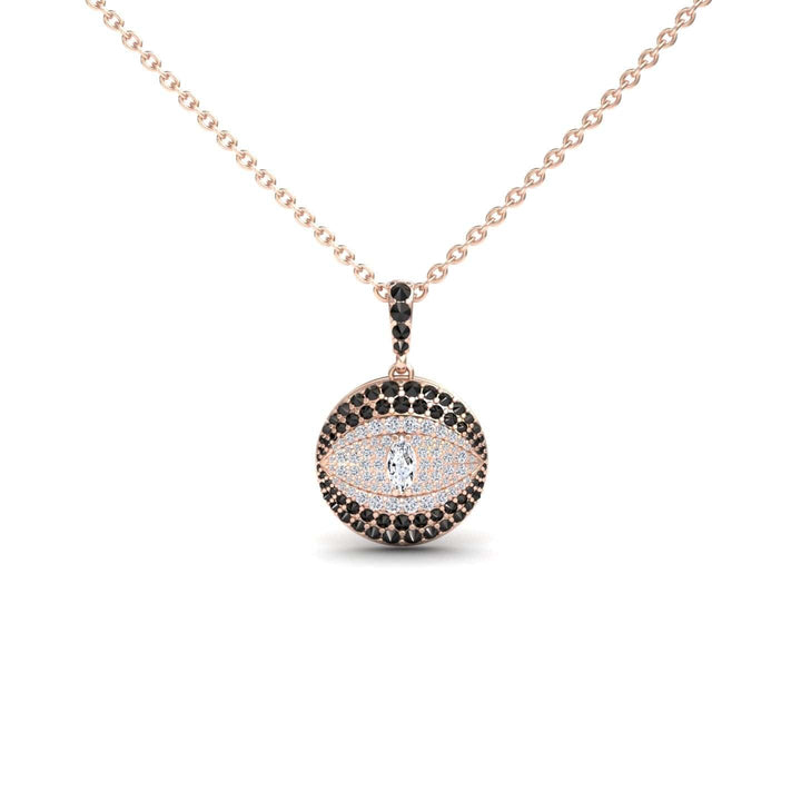 White & Black Diamond Evil Eye Medallion Necklace - Kaitlyn