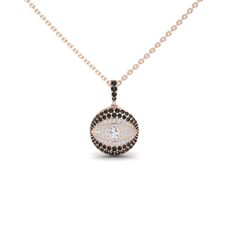 White & Black Diamond Evil Eye Medallion Necklace - Kaitlyn