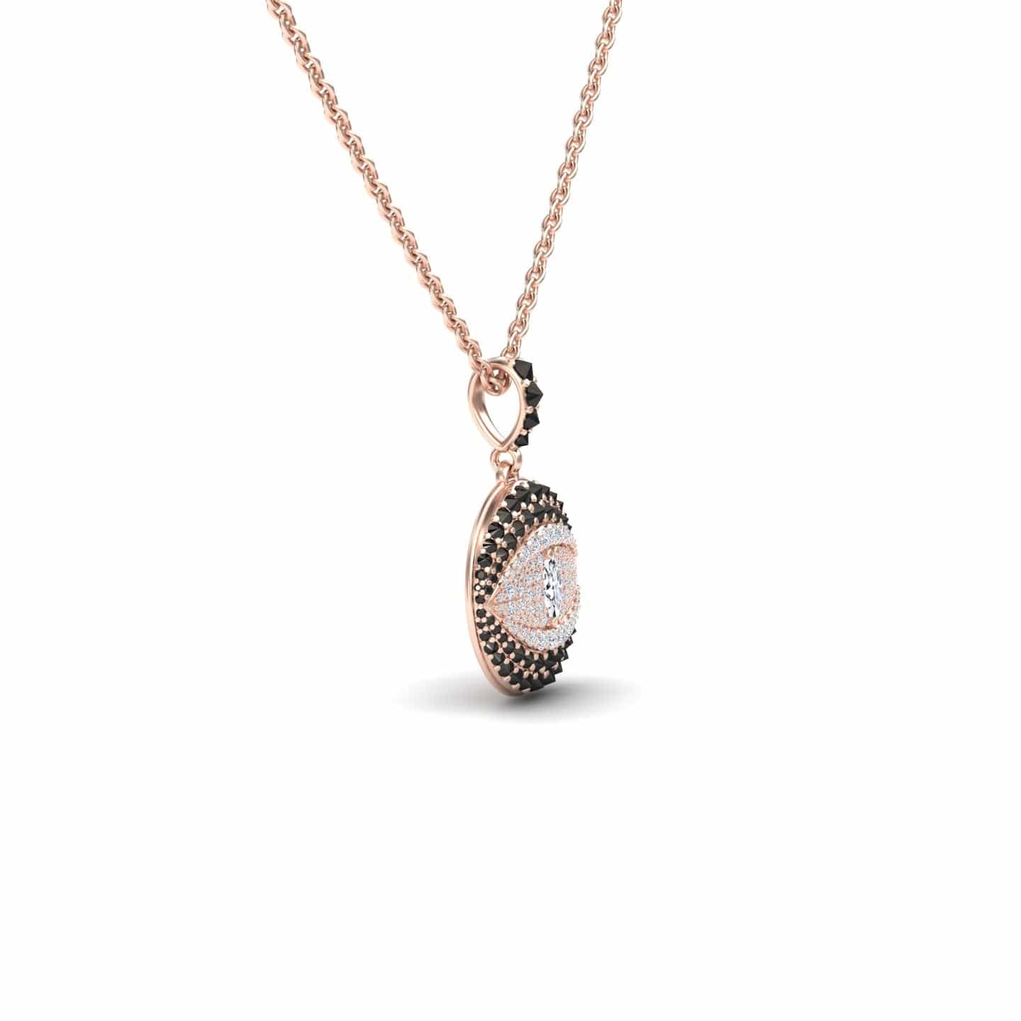White & Black Diamond Evil Eye Medallion Necklace - Kaitlyn