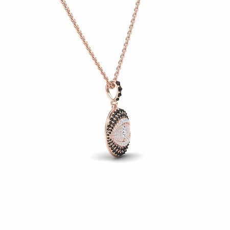 White & Black Diamond Evil Eye Medallion Necklace - Kaitlyn