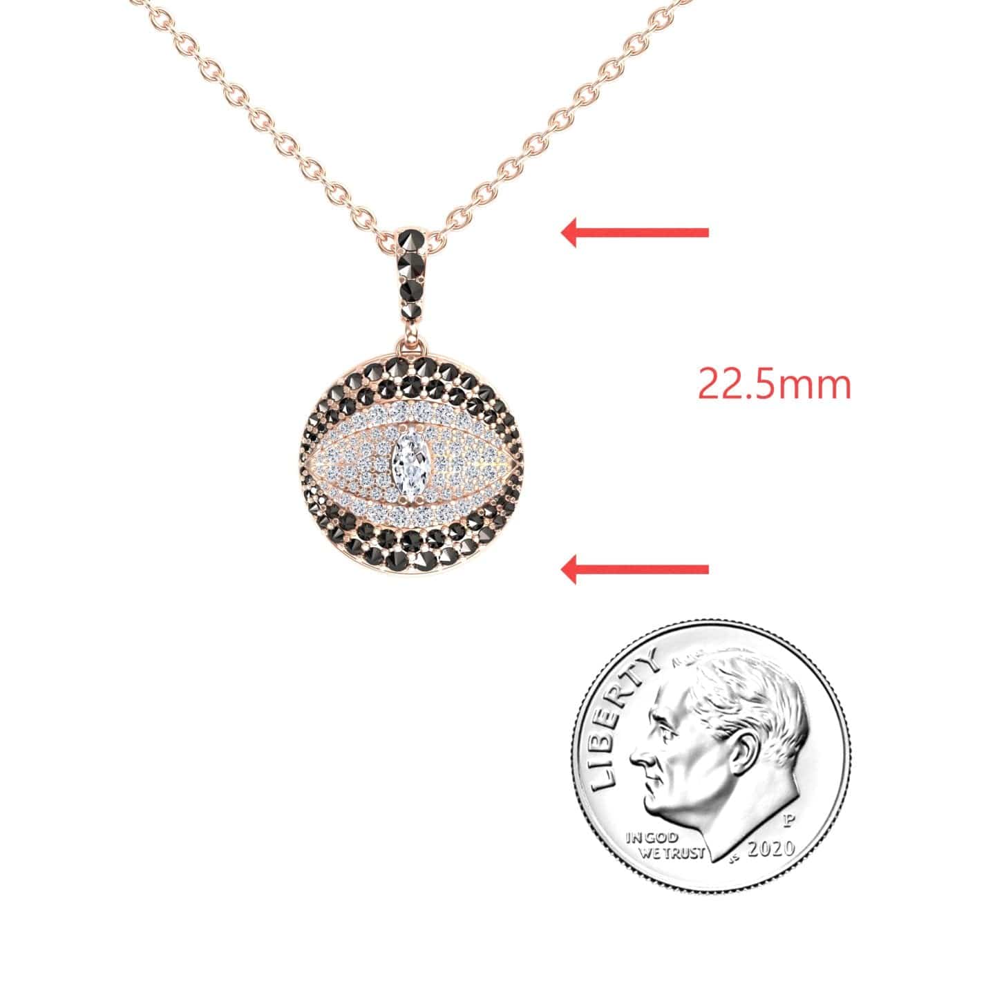 White & Black Diamond Evil Eye Medallion Necklace - Kaitlyn