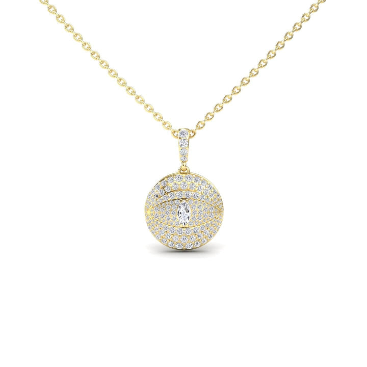 White Diamond Evil Eye Medallion Necklace - Kaitlyn