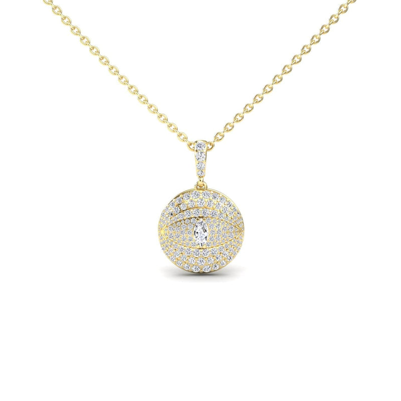 White Diamond Evil Eye Medallion Necklace - Kaitlyn