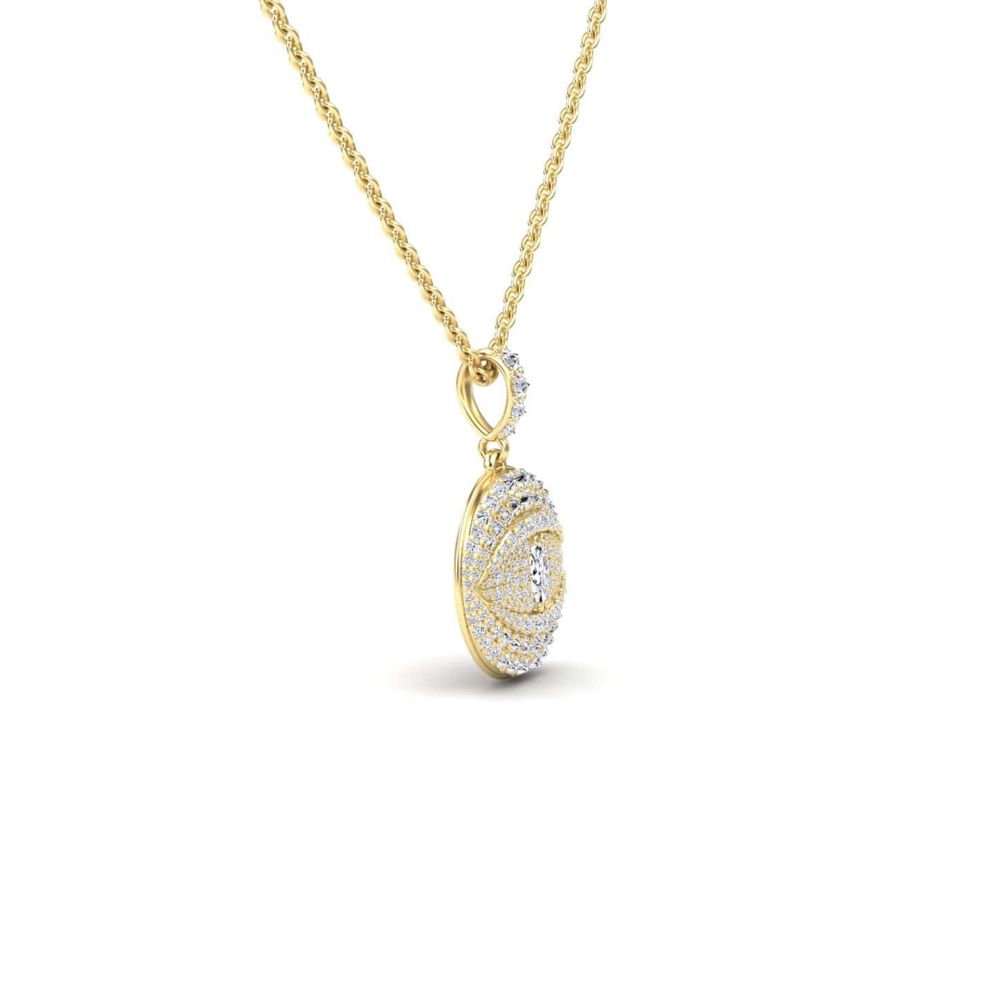 White Diamond Evil Eye Medallion Necklace - Kaitlyn