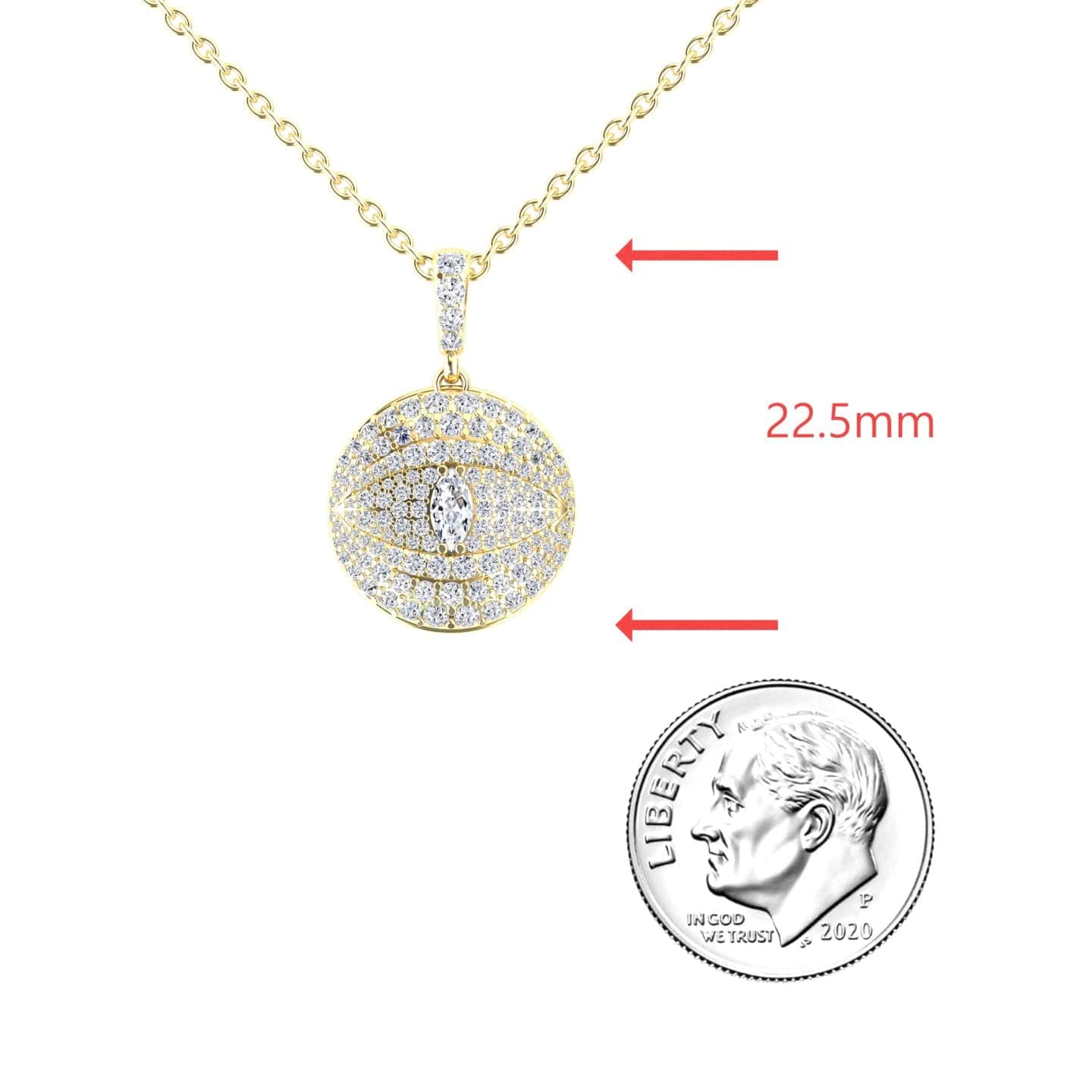 White Diamond Evil Eye Medallion Necklace - Kaitlyn