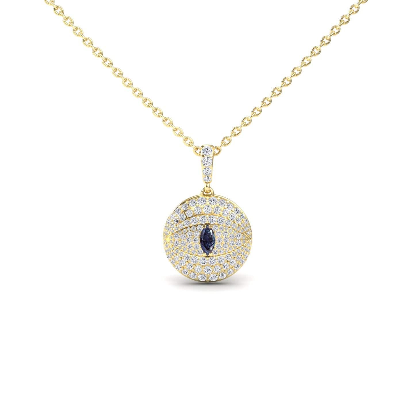 Lab Grown Alexandrite & Diamond Evil Eye Medallion Necklace - Kaitlyn