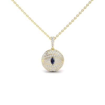Lab Grown Alexandrite & Diamond Evil Eye Medallion Necklace